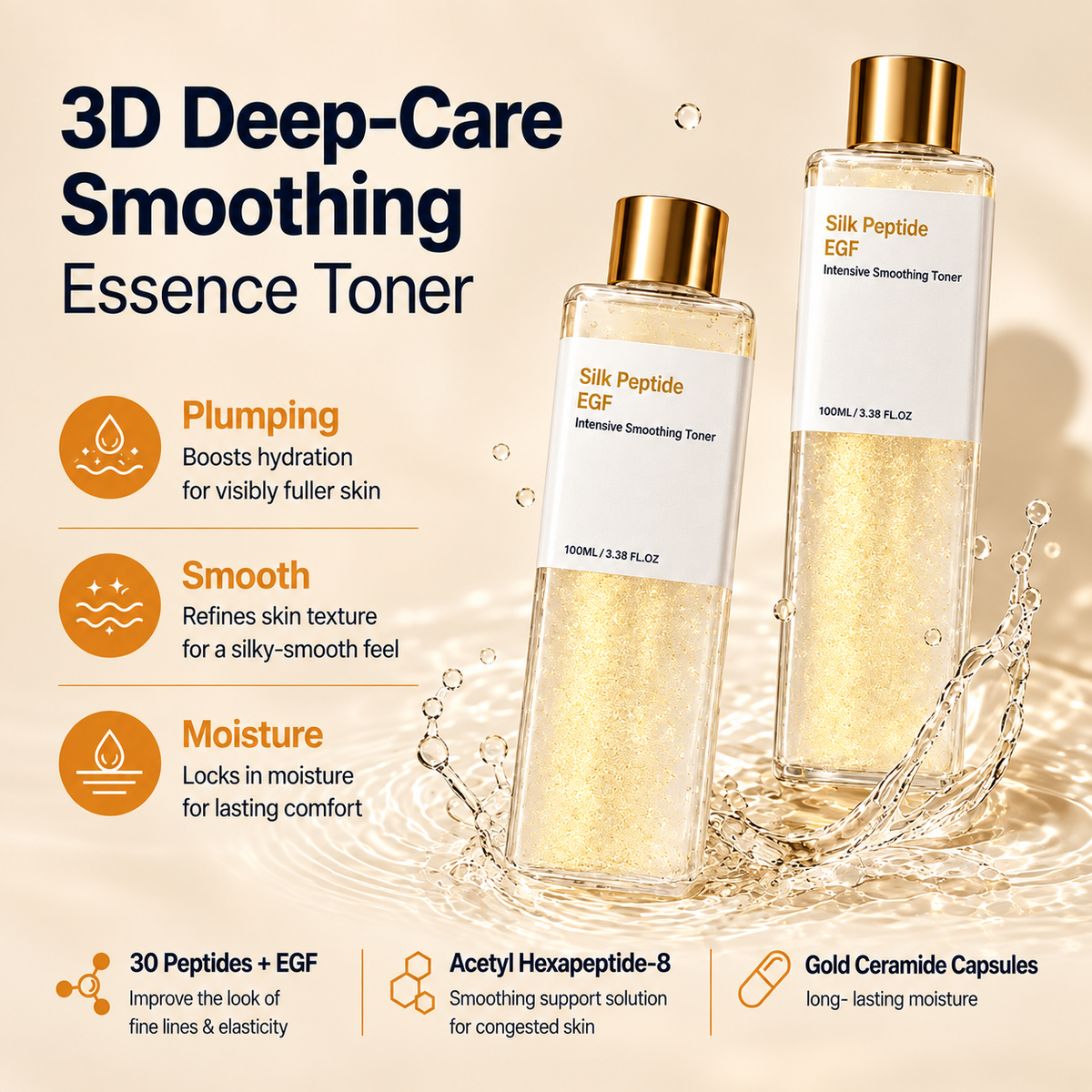 EGF peptide firming toner product image with skincare details