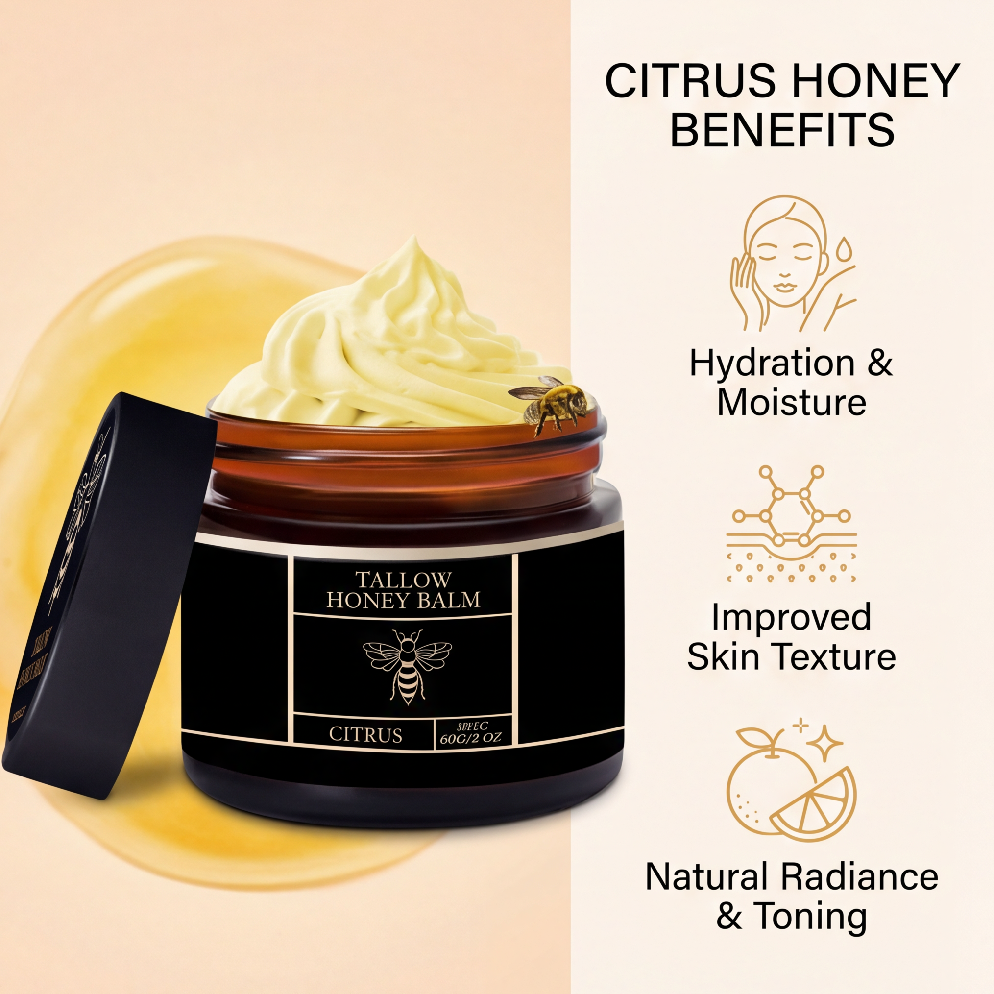 Beef Tallow Honey Moisturizing Cream